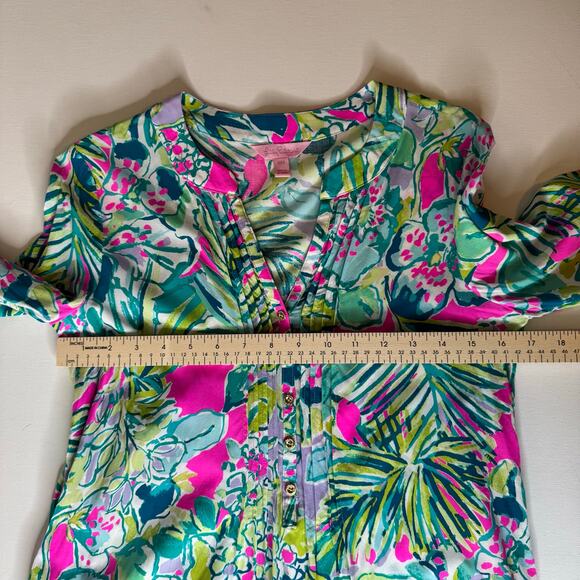 Lilly Pulitzer Harbour Island Popover Tunic Top in Early Bloomer Sz XXS Vacation - Picture 12 of 12